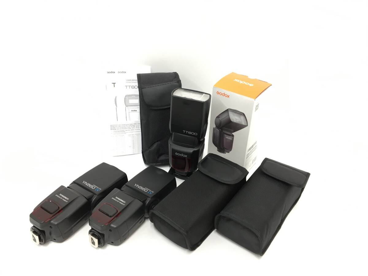☆ ストロボ まとめ ☆ Godox TT600 + YONGNUO YN560 IV ×2 カメラフラッシュ スピードライト ソフトケース ゴドックス ヨンヌオ_画像1