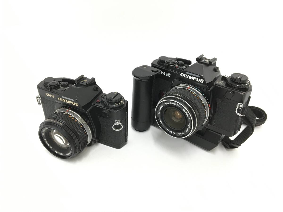 ☆ OLYMPUS フィルム一眼カメラ セット ☆ OM-3 + OM-4 Ti + Auto-W 1:2.8 f=35mm + S 1:1.8 f=50mm ワインダー ストラップ オリンパス_画像1