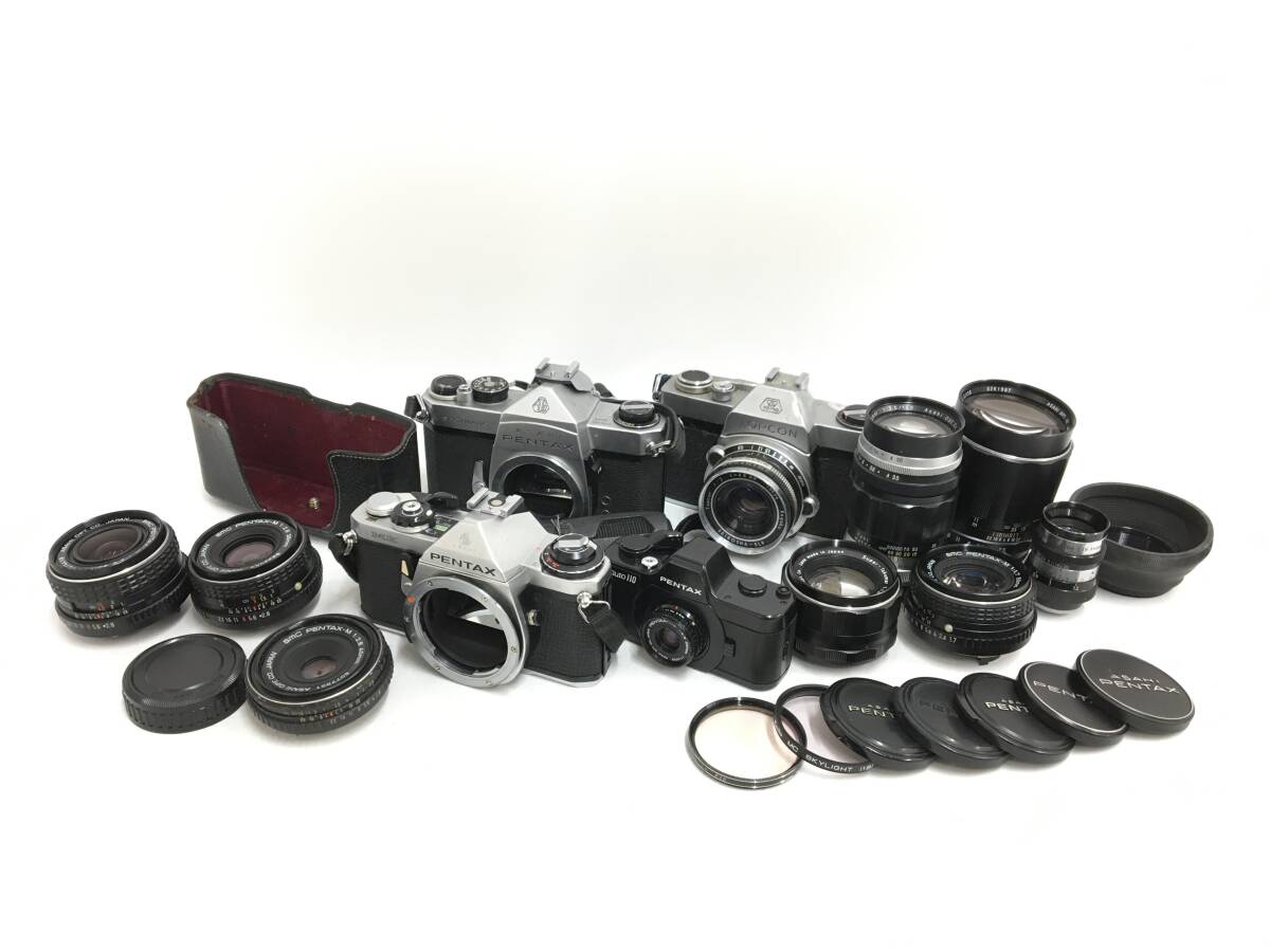 ☆ フィルムカメラ まとめ ☆ PENTAX ME + SP + auto 110 + 1:2.8 35mm + 1:2.8 28mm + 1:2.8 40mm 他 1台 レンズ6本 ペンタックス 他_画像1