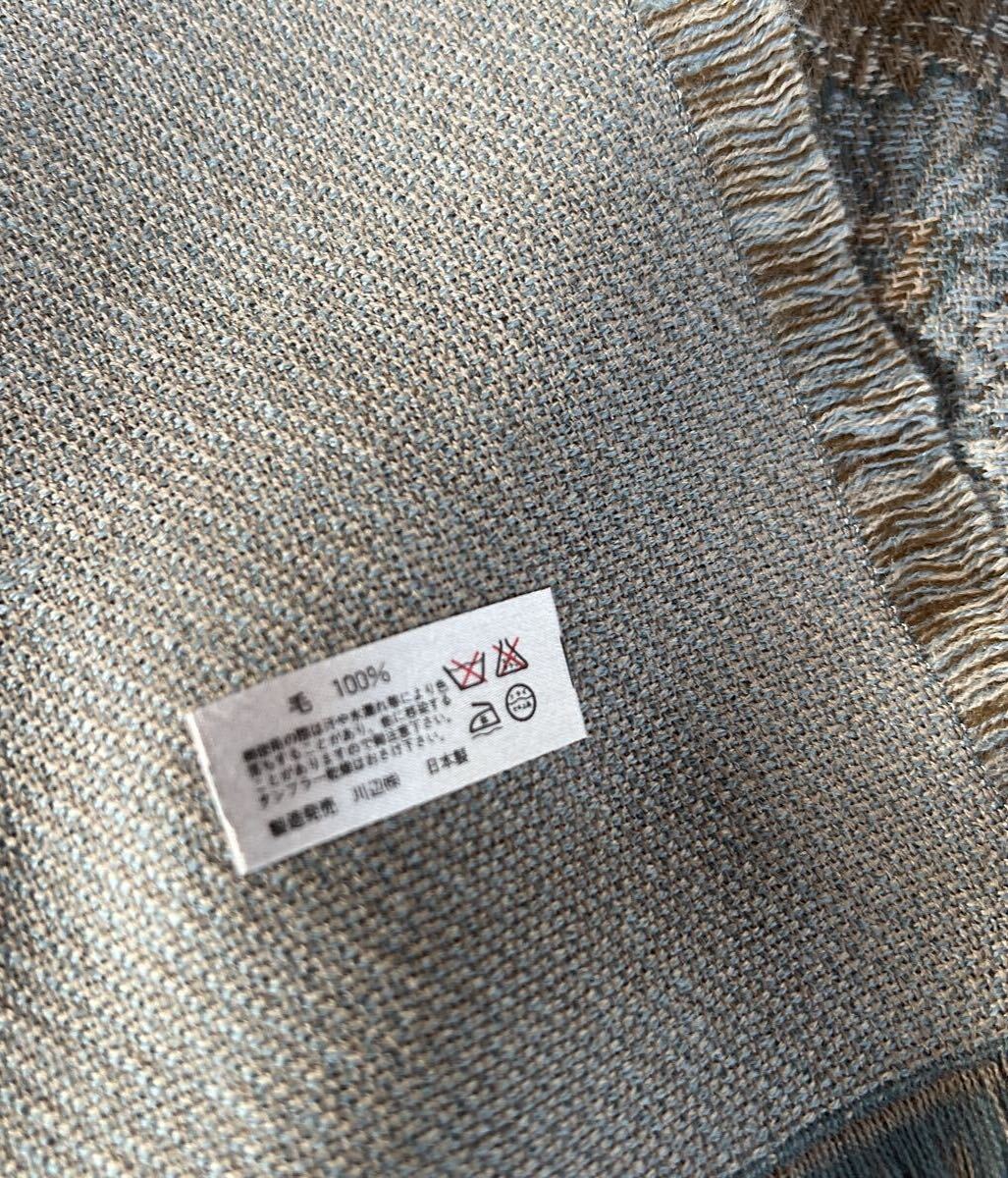 T11-19-5 未使用　ローラ　アシュレイ　ブランケット　Laura Ashley 花柄　毛100% 日本製　薄いグリーン　140×140㎝_画像2