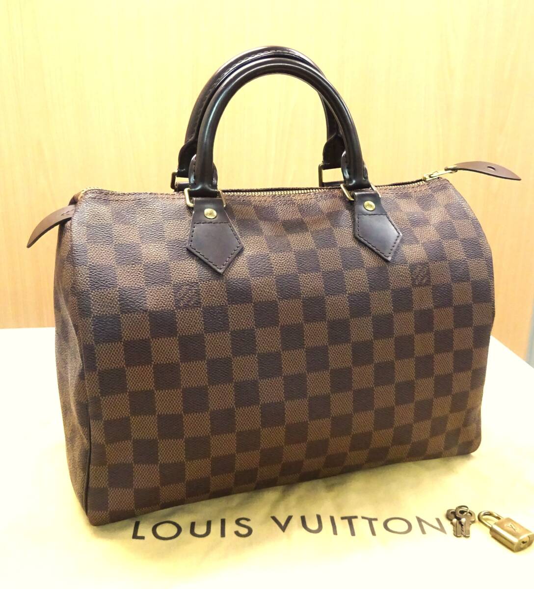 LOUIS VUITTON ルイ ヴィトン ダミエ スピーディ30 ハンドバッグ ミニボストンバッグ / パドロック 保存袋付き_画像1