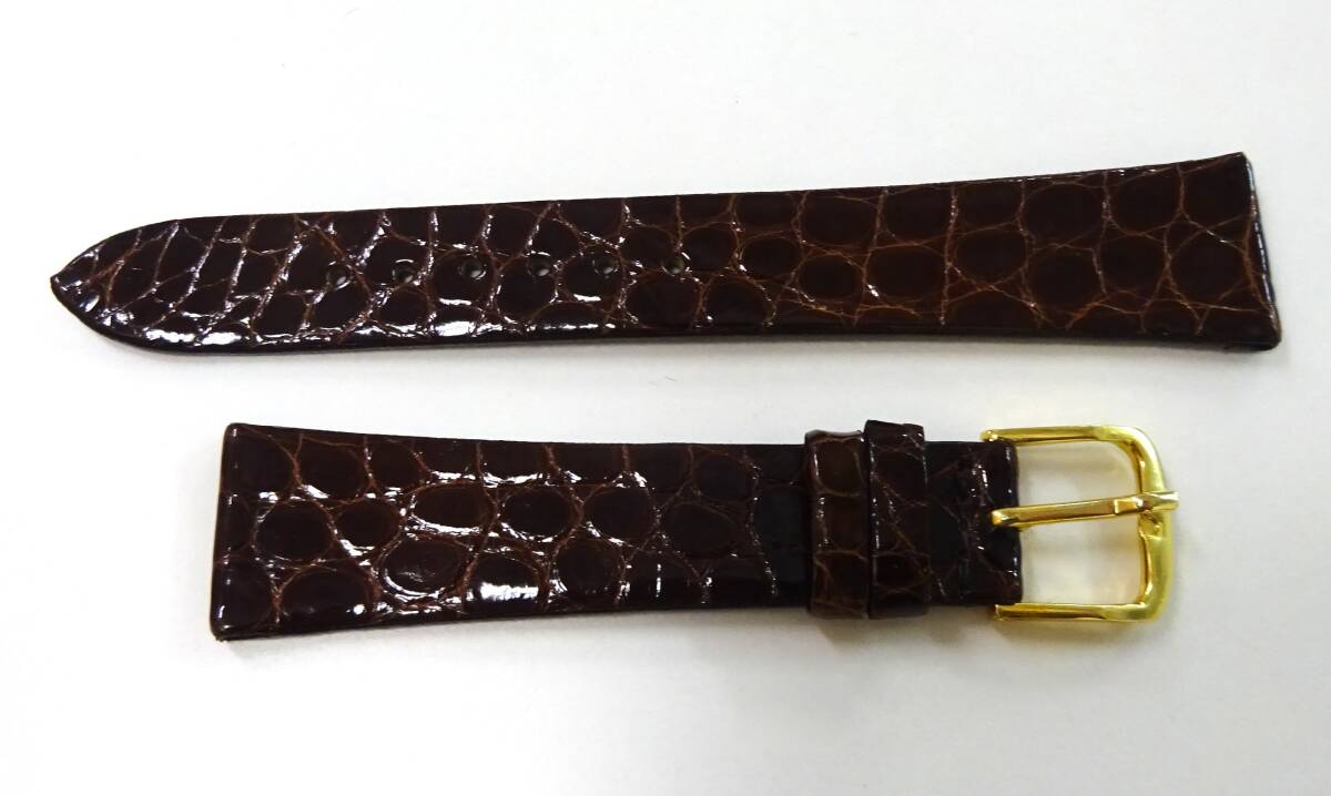 ★ 未使用 保管品 TURTLE ユニオン 腕時計用 レザーベルト 時計バンド ワニ わに革 ブラウン 19mm ★郵便110円_画像2