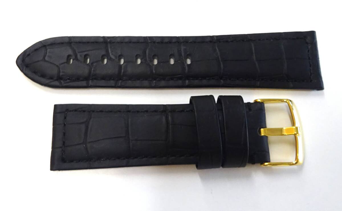 ★ 未使用 保管品 BAMBI 腕時計用 牛革 型押し レザーベルト 時計バンド ブラック 24mm /ベルト バンド ★郵便110円_画像2