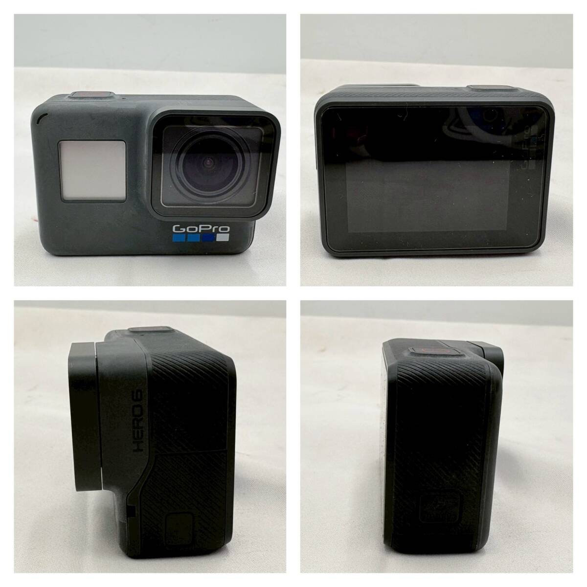 【送料無料】GoPro HERO6 Black本体＋純正アクセサリー多数セット通電確認済み／バッテリー3個＋防水ハウジング＋三脚＋ケース付属現状品_画像2