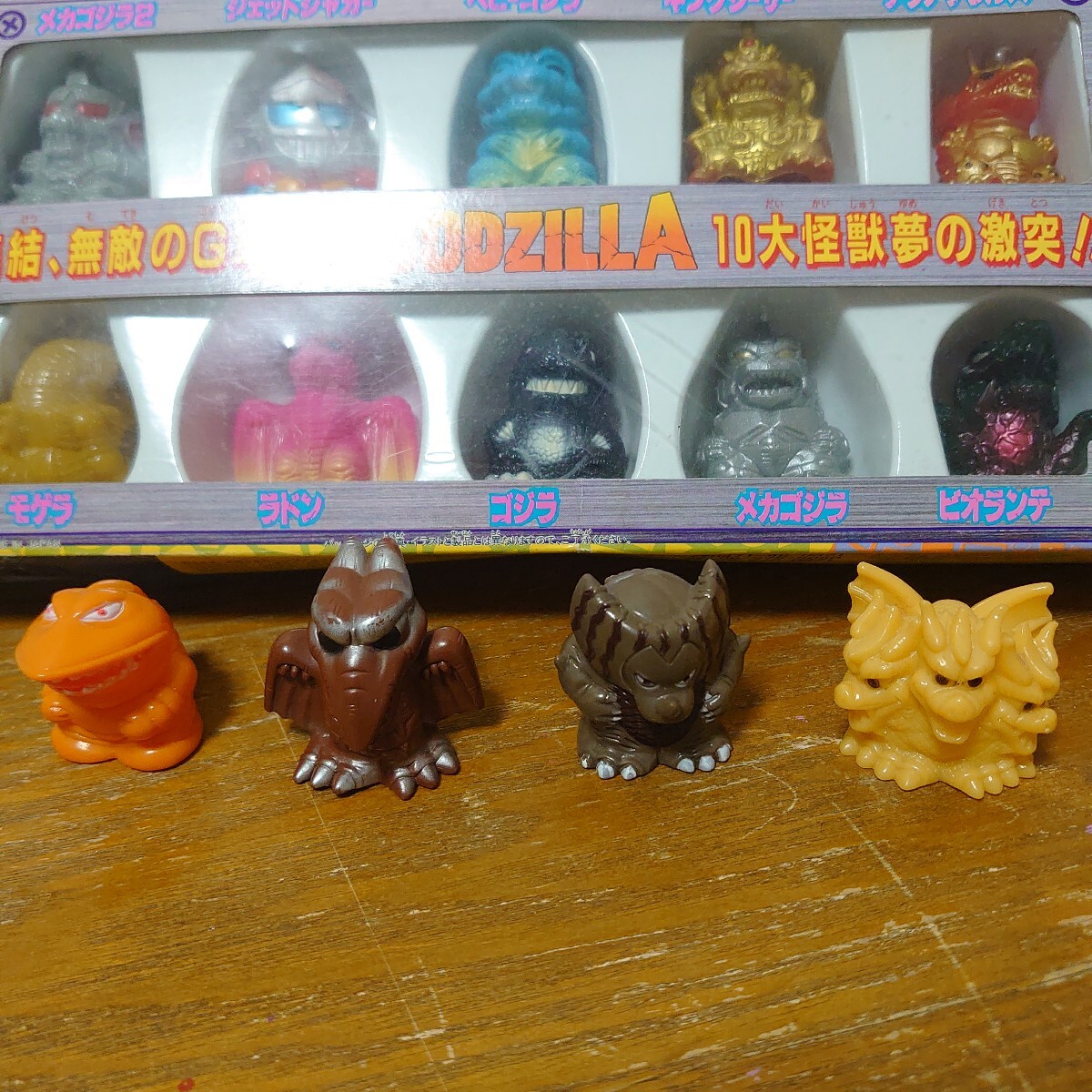 SDゴジラ大決戦の逆襲10体入り未開封品 と 4個おまけ ソフビ人形 昭和 レトロ 指人形 当時物 1993年 バンダイ_画像3