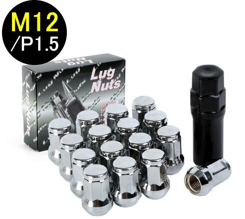 ホイール ナット M12 P1.5 袋 スチール 17HEX 30mm 60° テーパー 16個 トヨタ マツダ ホンダ ダイハツ ミツビシ いすゞ クロム ボルト_画像1