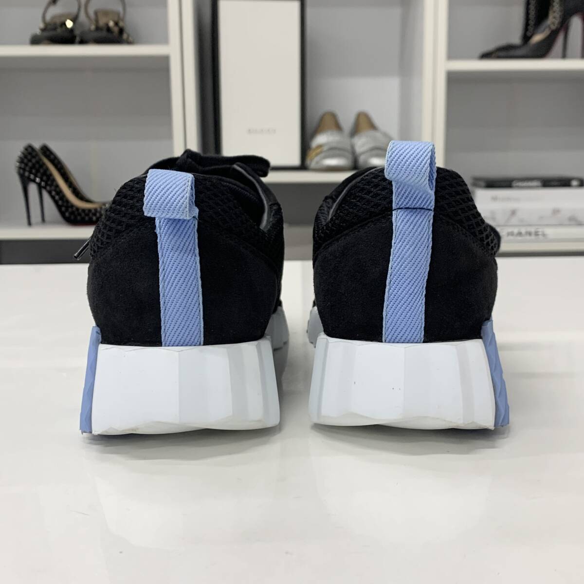 M13358 エルメス バウンシング ファブリック スエード スニーカー ブラック_画像6