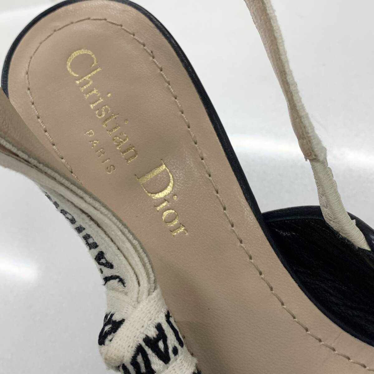 M13356 クリスチャンディオール J'ADIOR デニム パッチワーク スリングバック パンプス ブルー_画像8