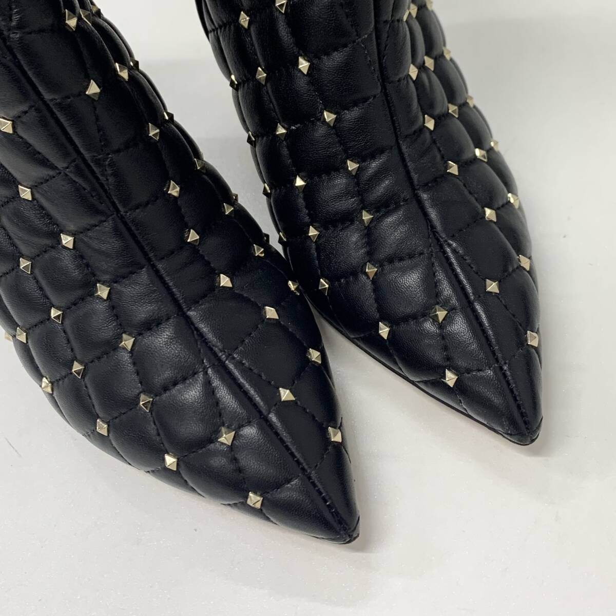 2267 ヴァレンティノ ロックスタッズ レザー ショートブーツ ブラック_画像10