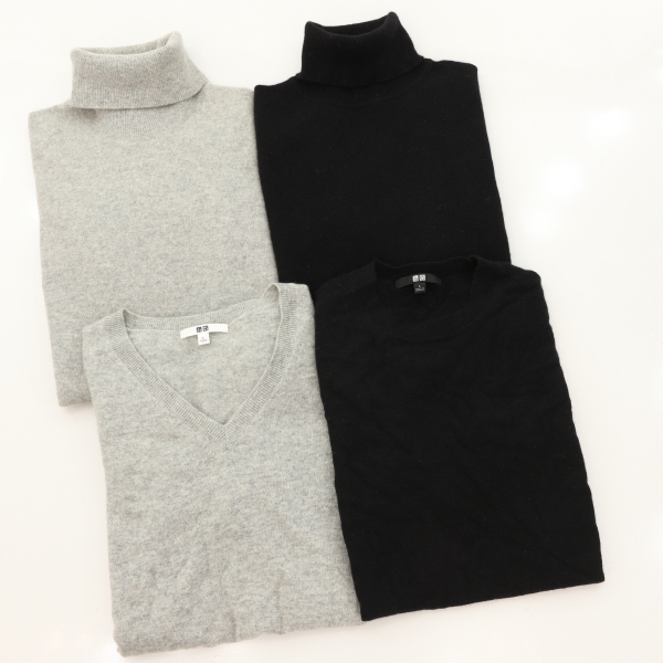 ☆ユニクロ　カシミヤ100%セーター４枚組　BLKGLY_画像1