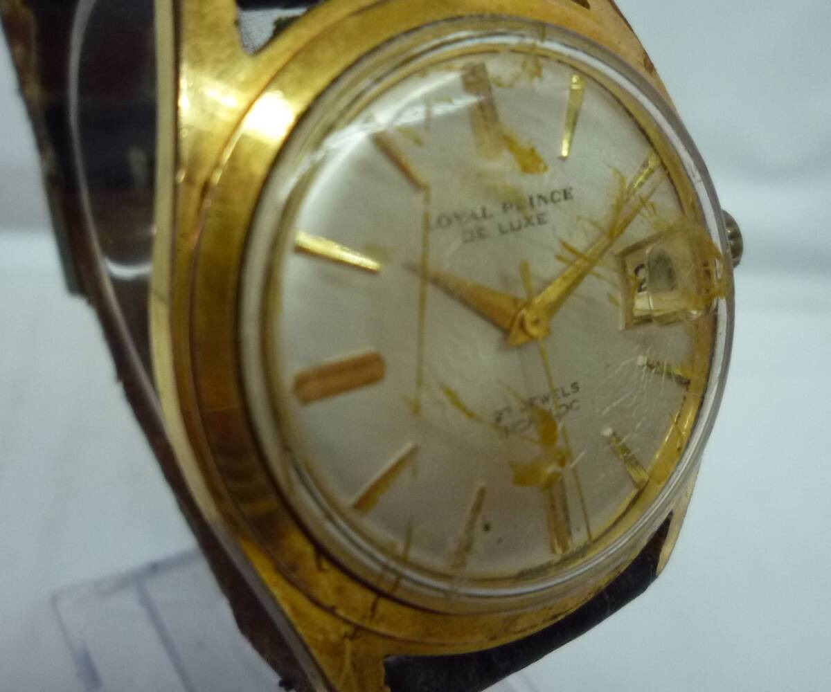 A11-114 LOYAL PRINCE (ロイヤルプリンス) 腕時計 【DE LUXE】デラックス 23石 INCSABLOC 手巻き デイト メンズ ※ベルト社外品?_画像3