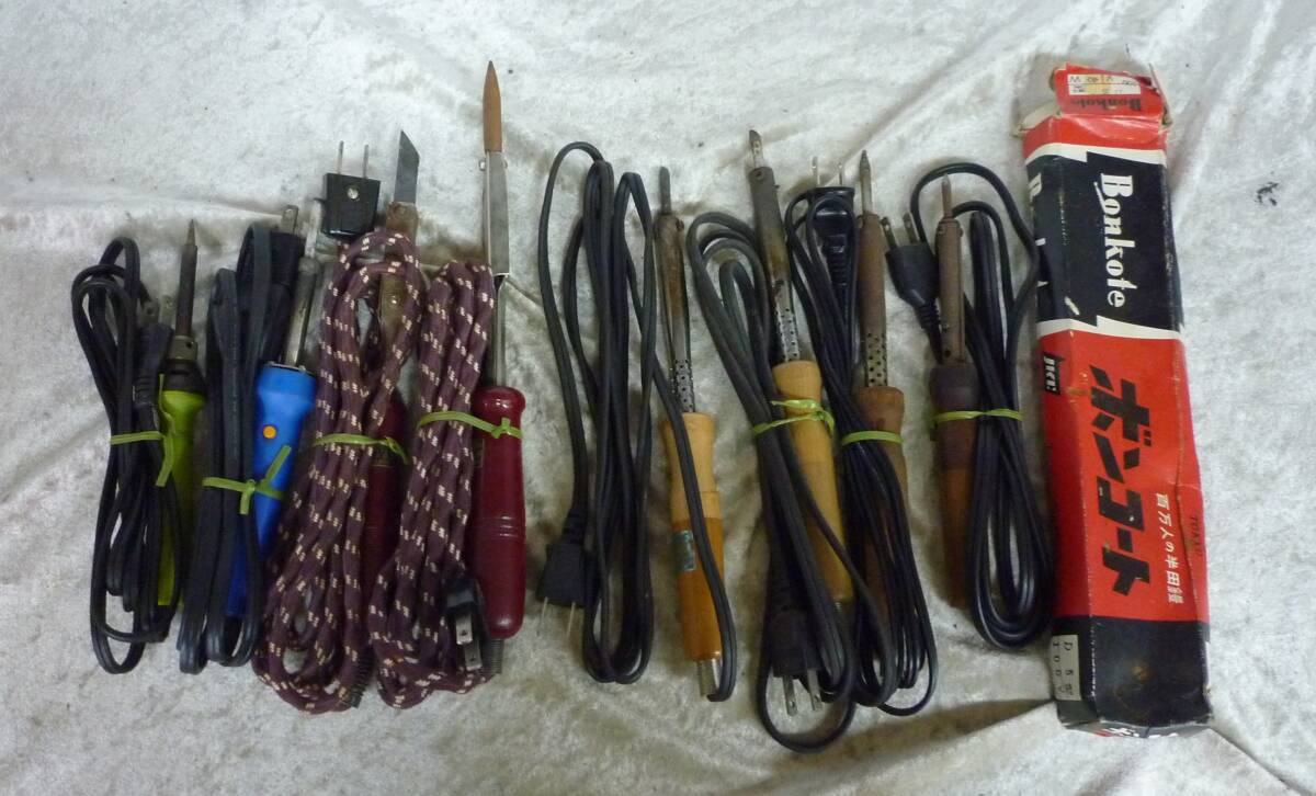 ■A11-101 半田鏝 (はんだごて) 9点 まとめ / Bonkote / WONDER / goot グット アカエ 他 40w 60w 半田 こて ※ジャンク_画像1