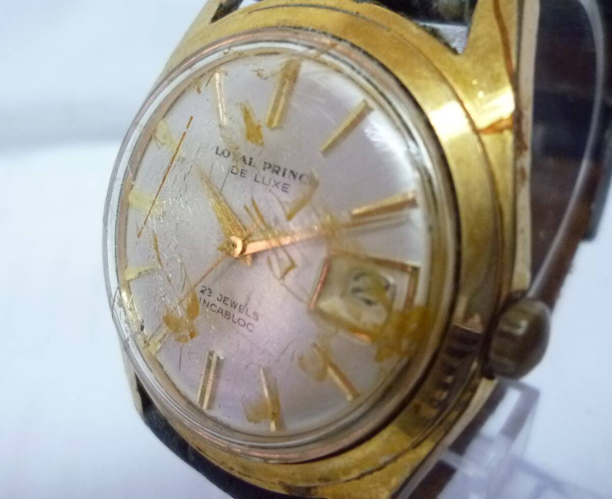 A11-114 LOYAL PRINCE (ロイヤルプリンス) 腕時計 【DE LUXE】デラックス 23石 INCSABLOC 手巻き デイト メンズ ※ベルト社外品?_画像4