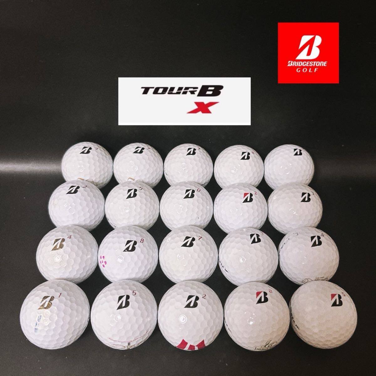 【MC4】S〜Aランク●ブリヂストン●BRIDGESTONE●ロストボール●ゴルフボール●ツアー B X●TOUR ＢX●20個●洗浄済●1円スタート●美品_画像1