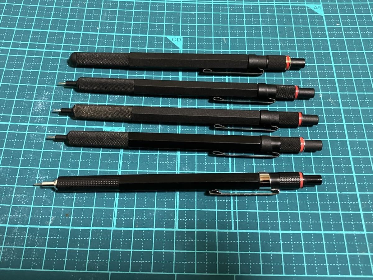 rotring ロットリング 製図用シャープペンシル 5点セット (300 0.5mm, 500 0.7mm, 600 0.5mm, 600 0.7mm, 800+ 0.5mm) ブラック 本体のみ_画像2