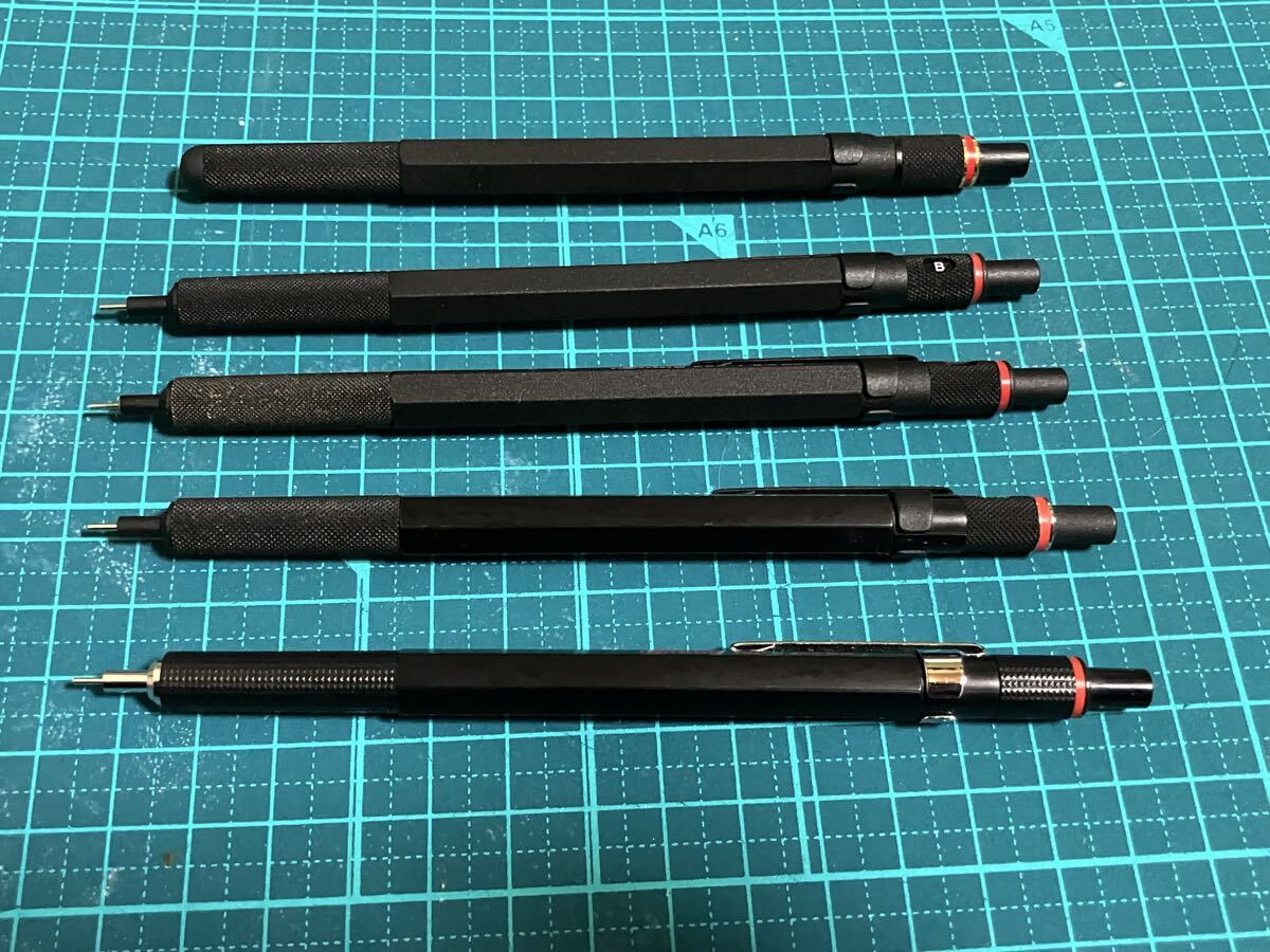 rotring ロットリング 製図用シャープペンシル 5点セット (300 0.5mm, 500 0.7mm, 600 0.5mm, 600 0.7mm, 800+ 0.5mm) ブラック 本体のみ_画像3