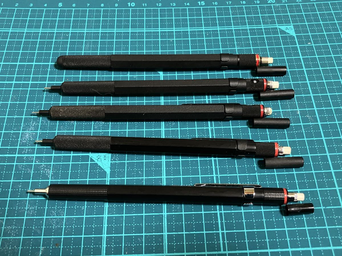 rotring ロットリング 製図用シャープペンシル 5点セット (300 0.5mm, 500 0.7mm, 600 0.5mm, 600 0.7mm, 800+ 0.5mm) ブラック 本体のみ_画像4