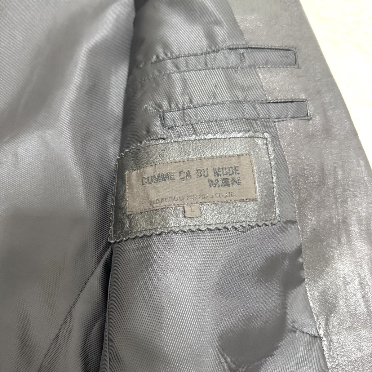 【極美品】Lサイズ COMME CA DU MODE コムサデモード メンズ レザー テーラードジャケット 本革 羊革 ラムレザー 2B 黒 ブラック 秋冬_画像5