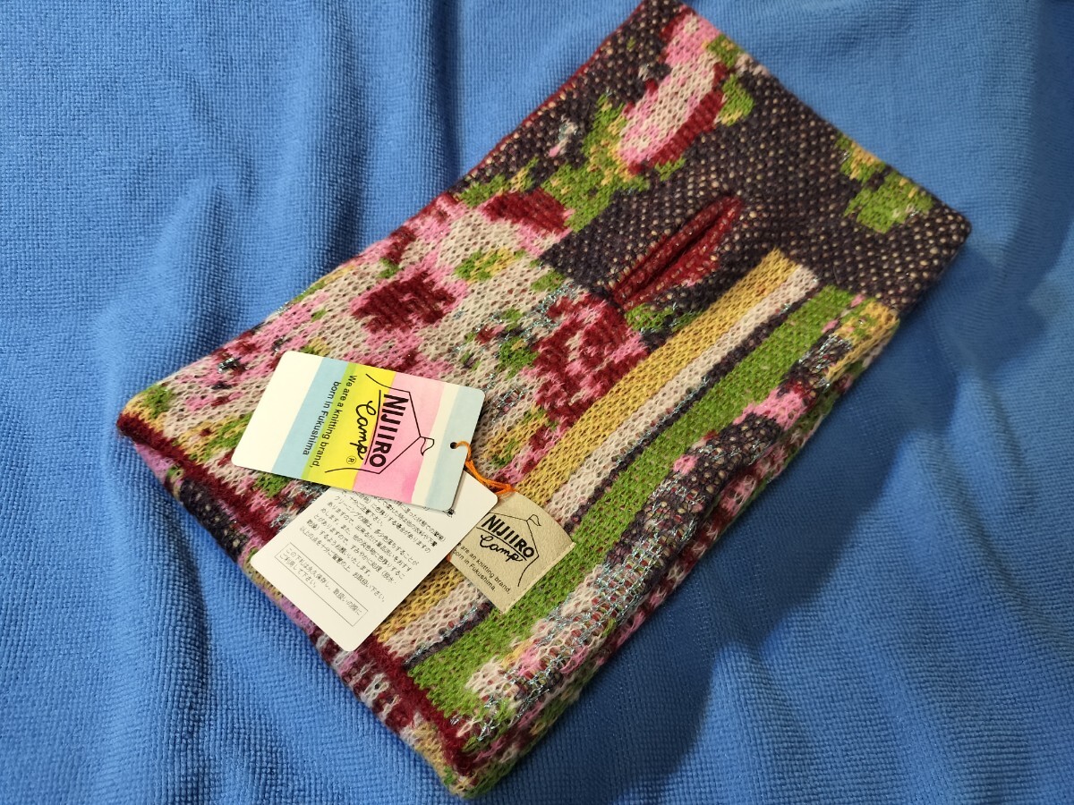 NIJIIROCamp ショートマフラー ハンドウォーマーセット オハナ レッド 未使用品 送料無料_画像9