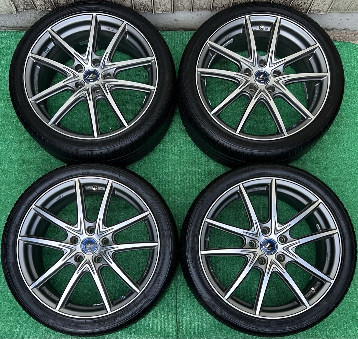 希少！美品 WEDS LEONIS AMF レオニス 18インチタイヤ/ホイール4本 7J+47 5H PCD114.3 オデッセイ/アテンザ/RX-8/ヴォクシー等 バリ山_画像1