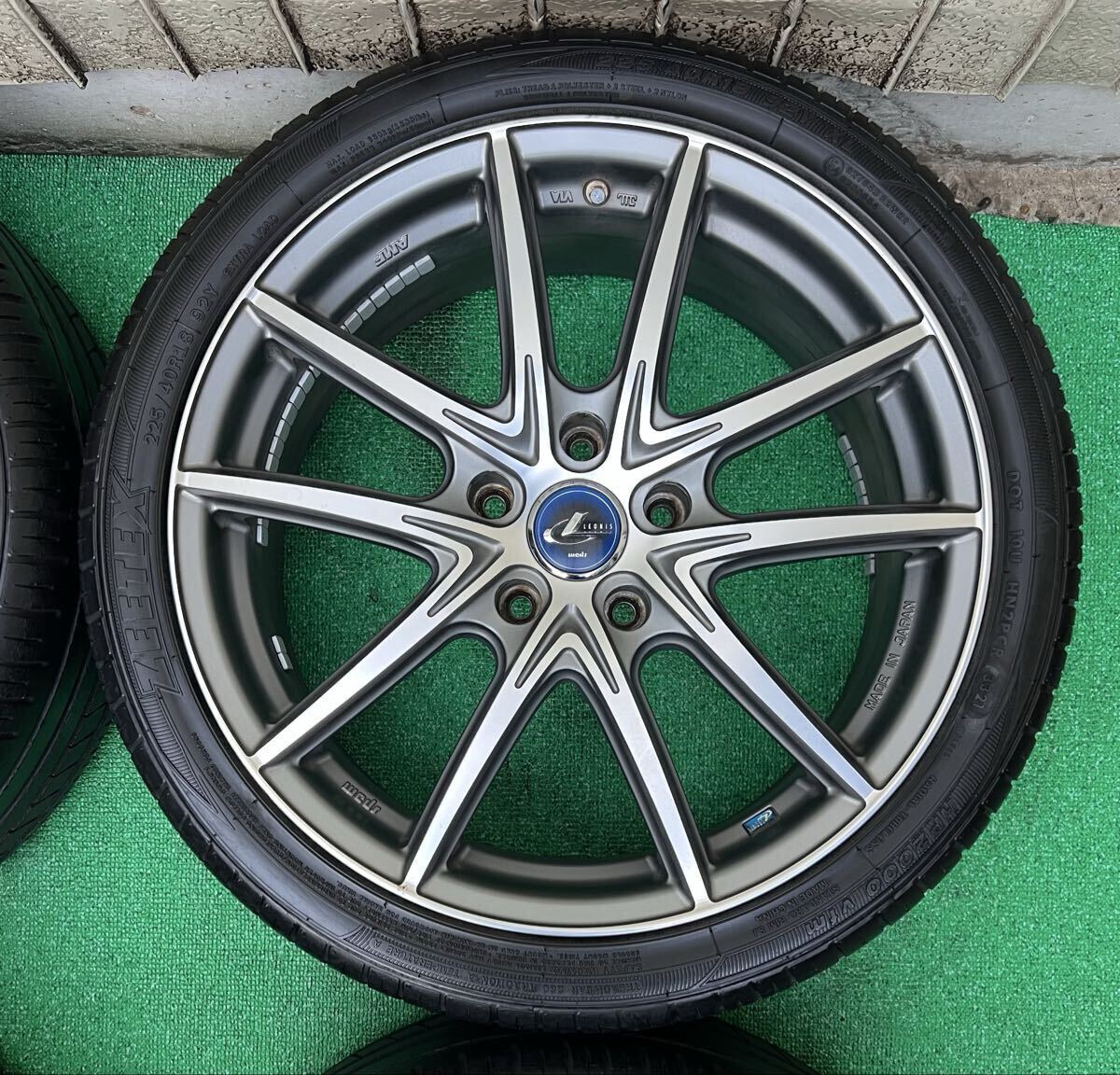 希少！美品 WEDS LEONIS AMF レオニス 18インチタイヤ/ホイール4本 7J+47 5H PCD114.3 オデッセイ/アテンザ/RX-8/ヴォクシー等 バリ山_画像7