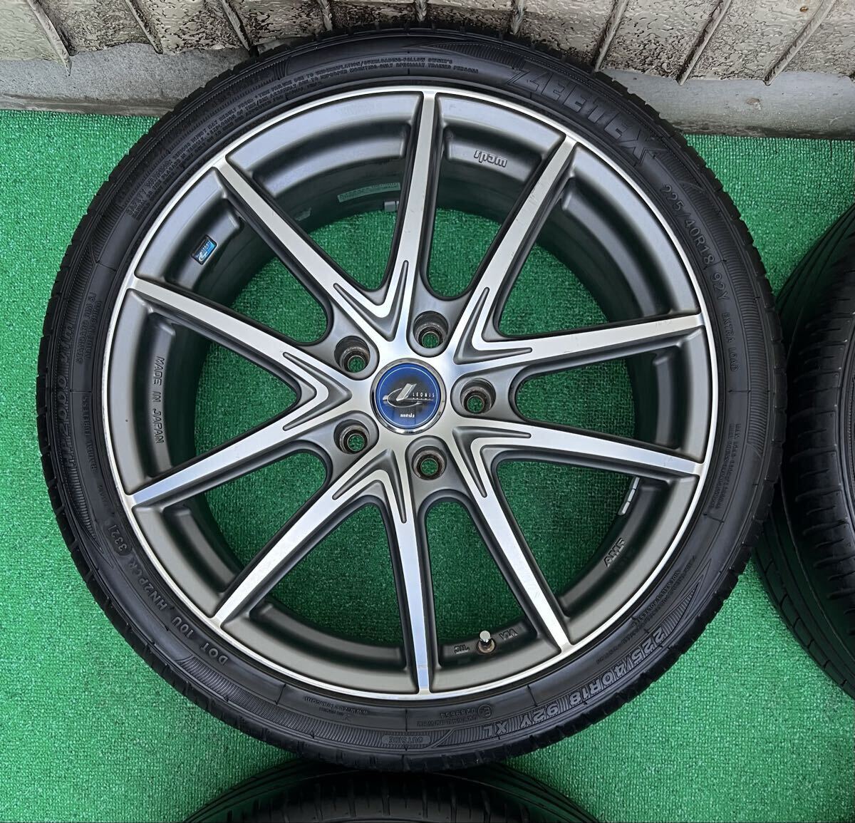 希少！美品 WEDS LEONIS AMF レオニス 18インチタイヤ/ホイール4本 7J+47 5H PCD114.3 オデッセイ/アテンザ/RX-8/ヴォクシー等 バリ山_画像6