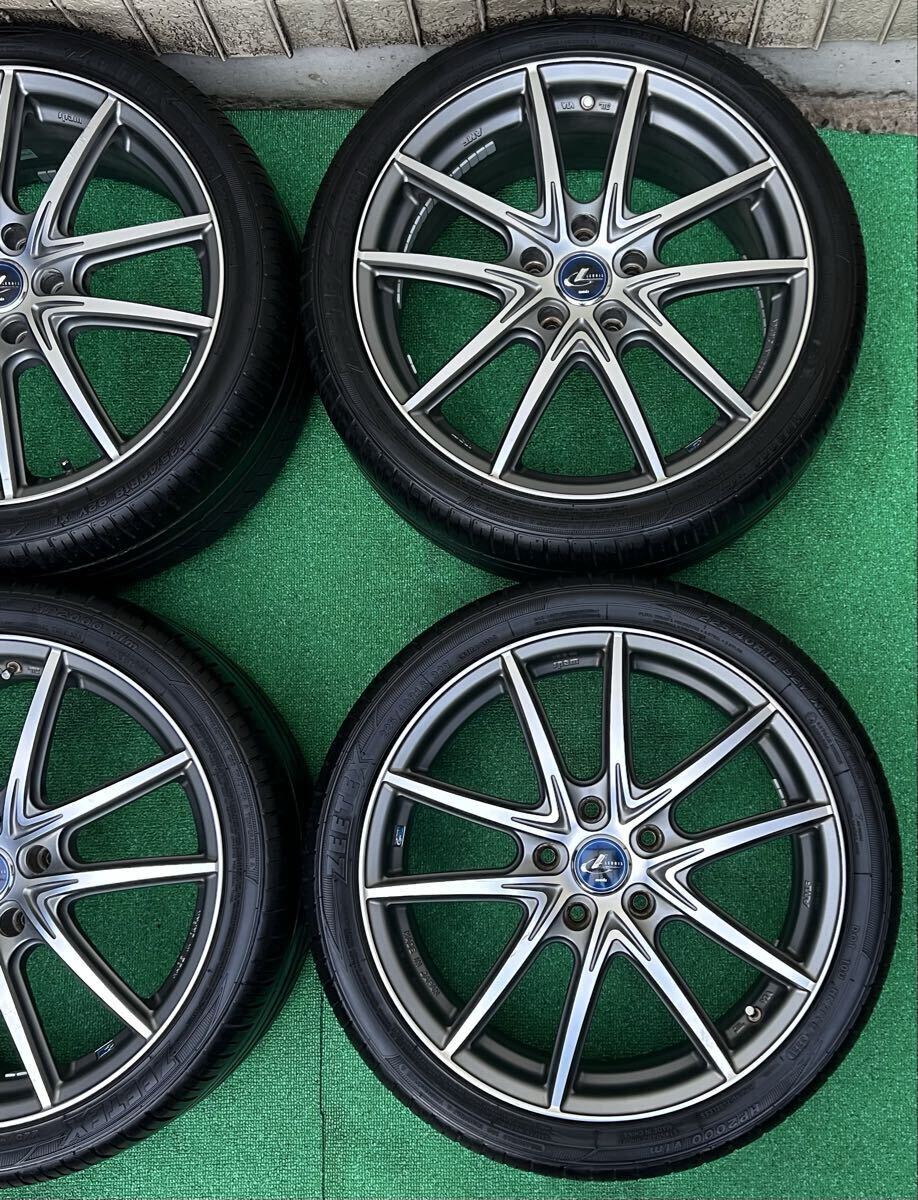 希少！美品 WEDS LEONIS AMF レオニス 18インチタイヤ/ホイール4本 7J+47 5H PCD114.3 オデッセイ/アテンザ/RX-8/ヴォクシー等 バリ山_画像3