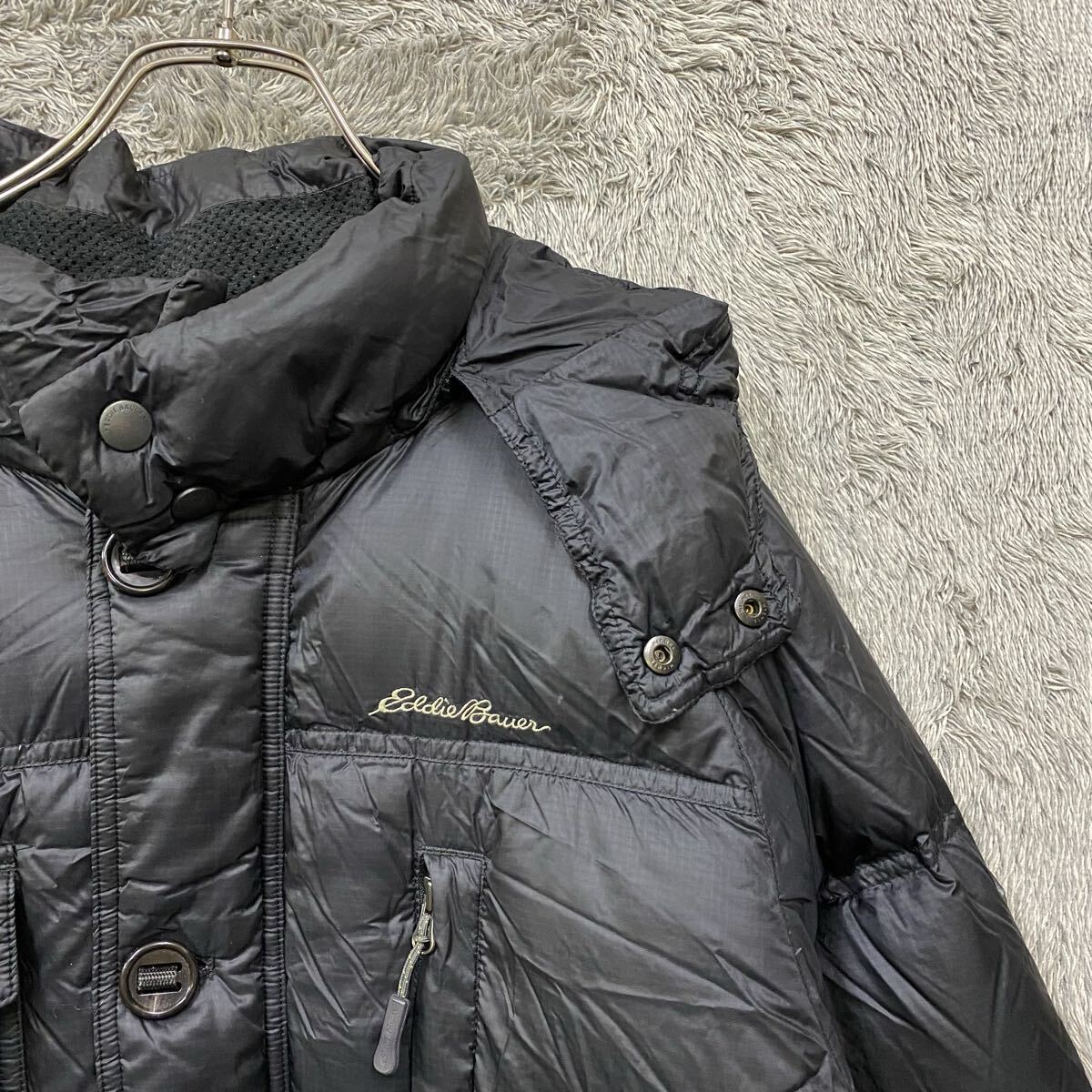 ☆ Eddie Bauer エディーバウアー EB700 ダウンジャケット フーディー ダウンコート サイズL相当 ブラック メンズ トップス 最落なし（A）_画像5