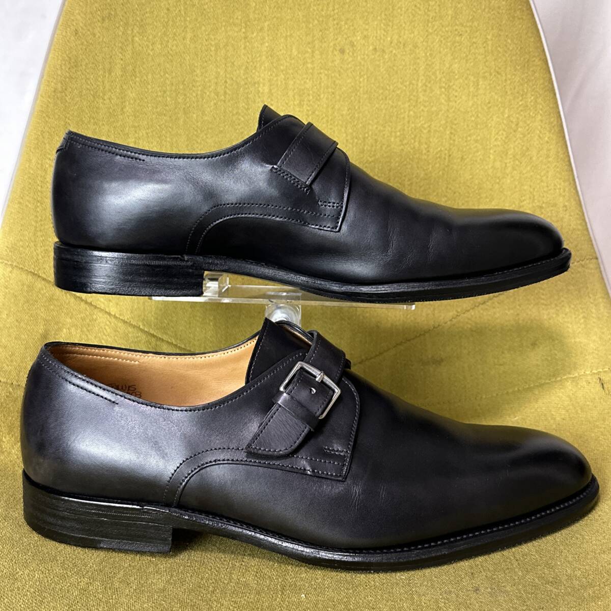 HERMES エルメス JARVIS ジョンロブ製 シングルモンクストラップ レザーシューズ 41 英国製 26.0 26.5相当 ビジネス _画像5