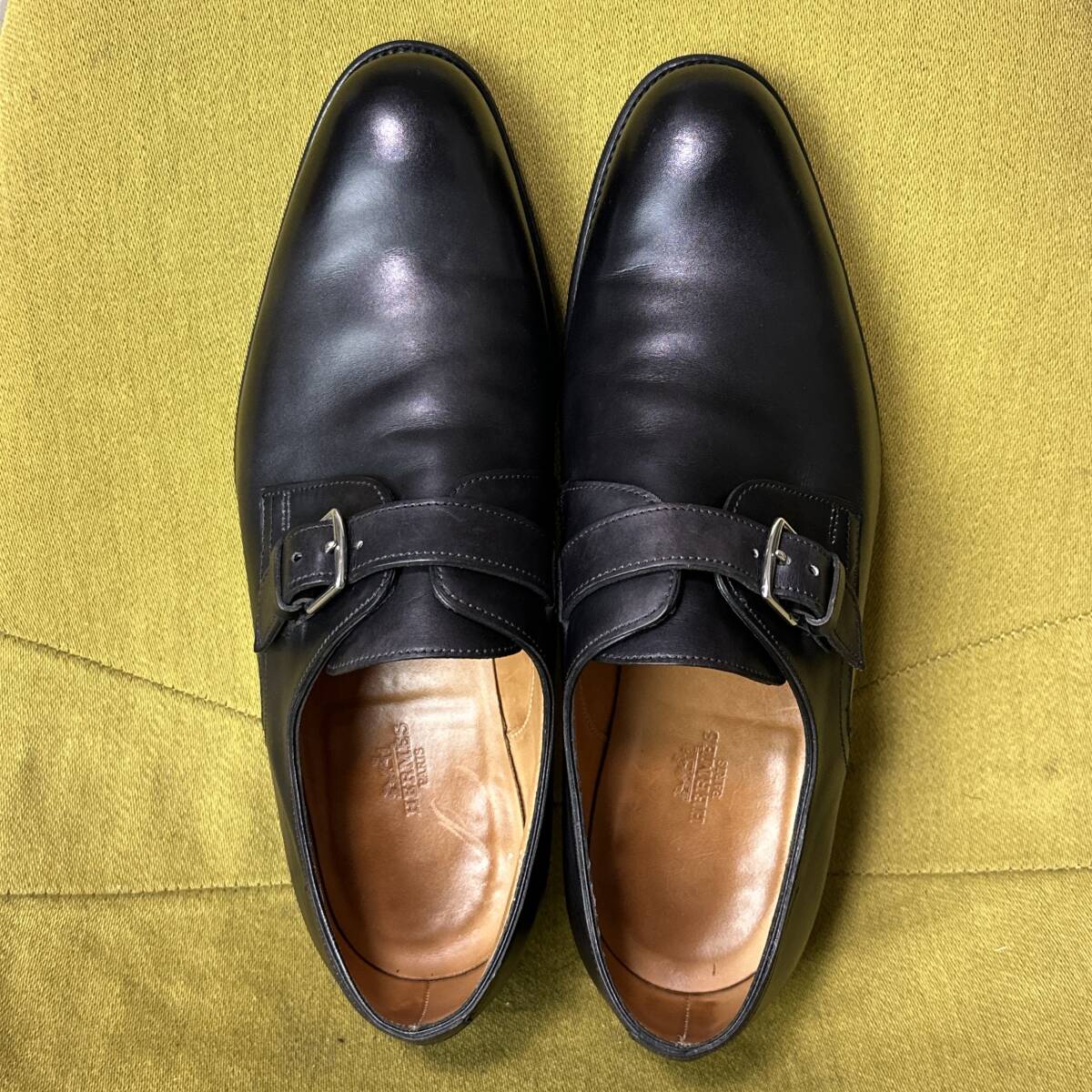 HERMES エルメス JARVIS ジョンロブ製 シングルモンクストラップ レザーシューズ 41 英国製 26.0 26.5相当 ビジネス _画像2