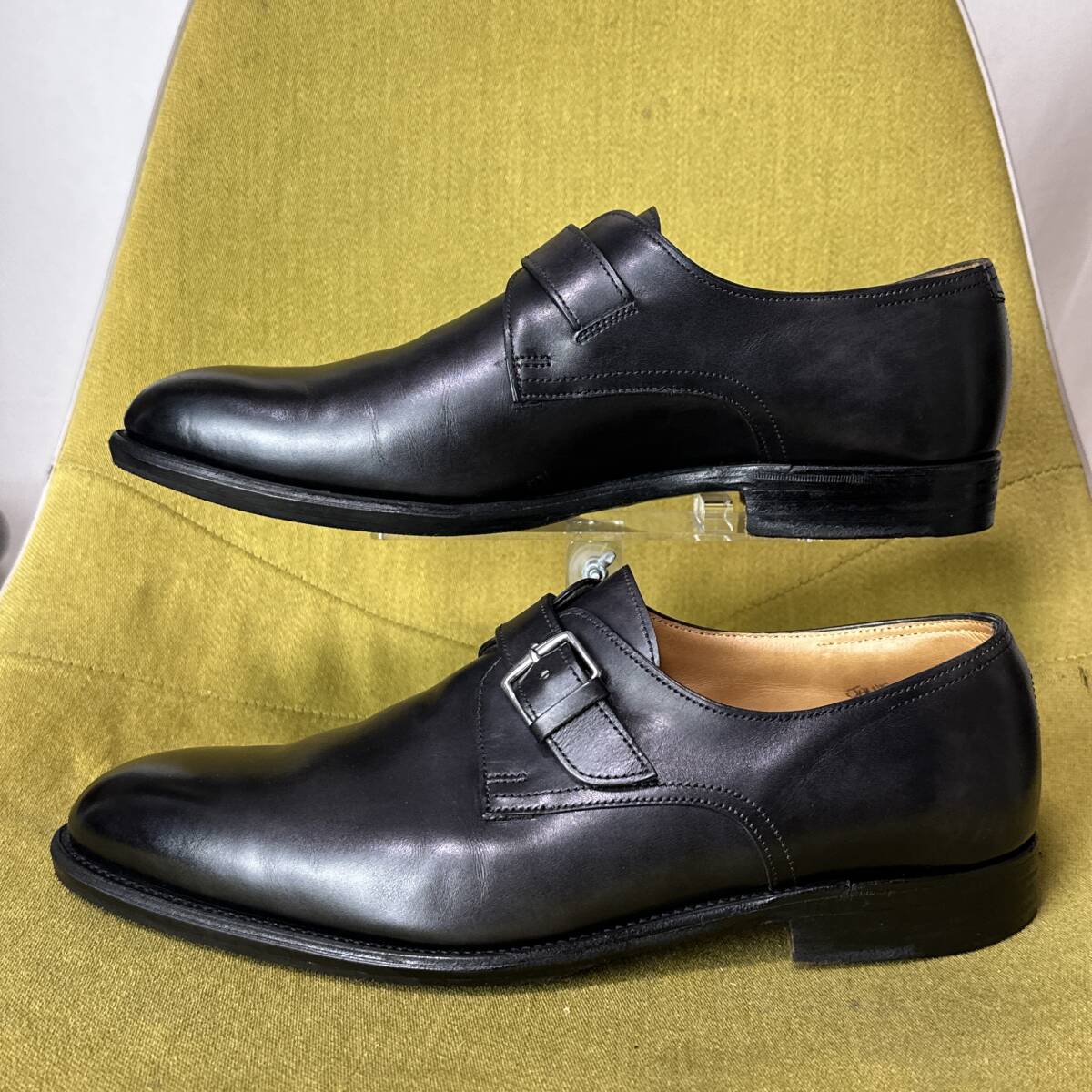HERMES エルメス JARVIS ジョンロブ製 シングルモンクストラップ レザーシューズ 41 英国製 26.0 26.5相当 ビジネス _画像4
