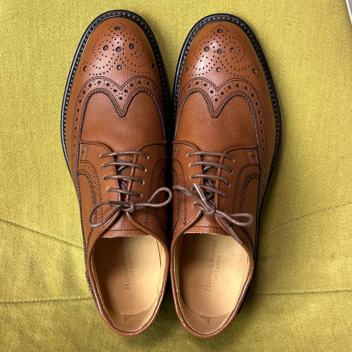 未使用 HAINES＆BONNER of London リーガル製 ウイングチップレザーシューズ 24.5 日本製 ビジネス グッドイヤーウェルト製法_画像2