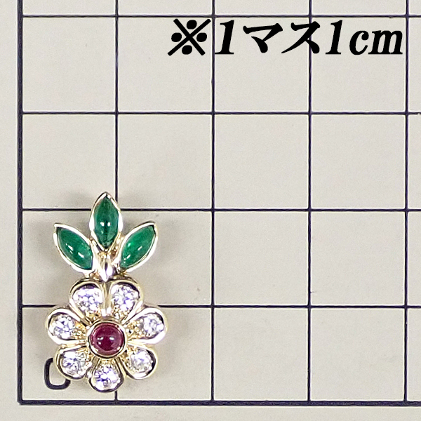 【最大52%OFF】ミラショーン ルビー ペンダントトップ ダイヤモンド エメラルド K18YG mila schon フラワー 植物 ボタニカル 宝正 903146_画像3