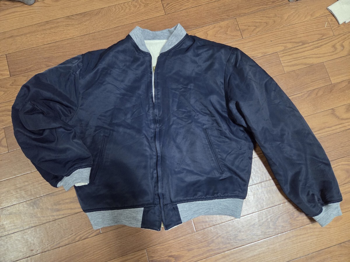 EVISU エヴィス リバーシブル ウール短丈ジャケット hidehiko YAMANE MA-1タイプ 紺　アイボリー　40_画像1