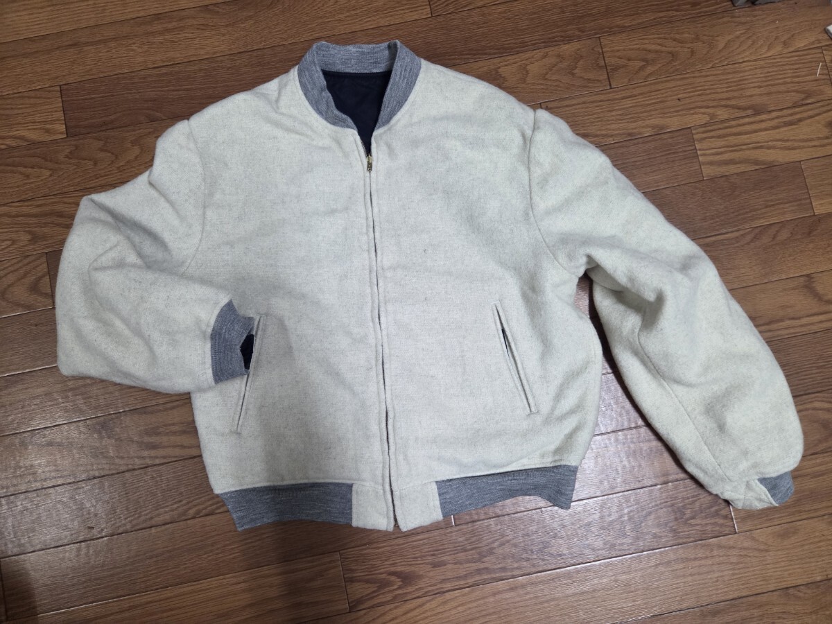 EVISU エヴィス リバーシブル ウール短丈ジャケット hidehiko YAMANE MA-1タイプ 紺　アイボリー　40_画像2