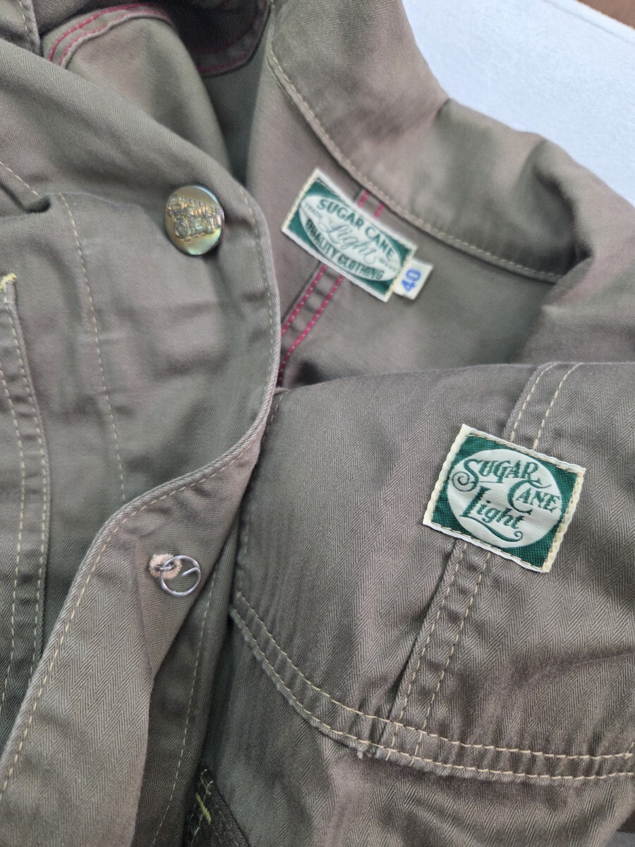 Sugar Cane シュガーケーン HBT カバーオール チェンジボタン 機関車ボタン 40 ヘリンボーン_画像2