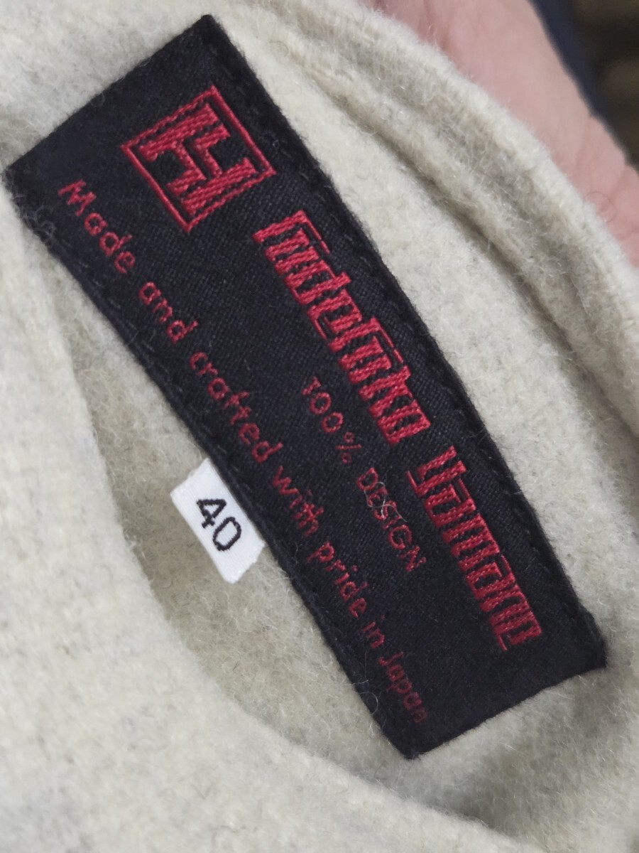 EVISU エヴィス リバーシブル ウール短丈ジャケット hidehiko YAMANE MA-1タイプ 紺　アイボリー　40_画像8