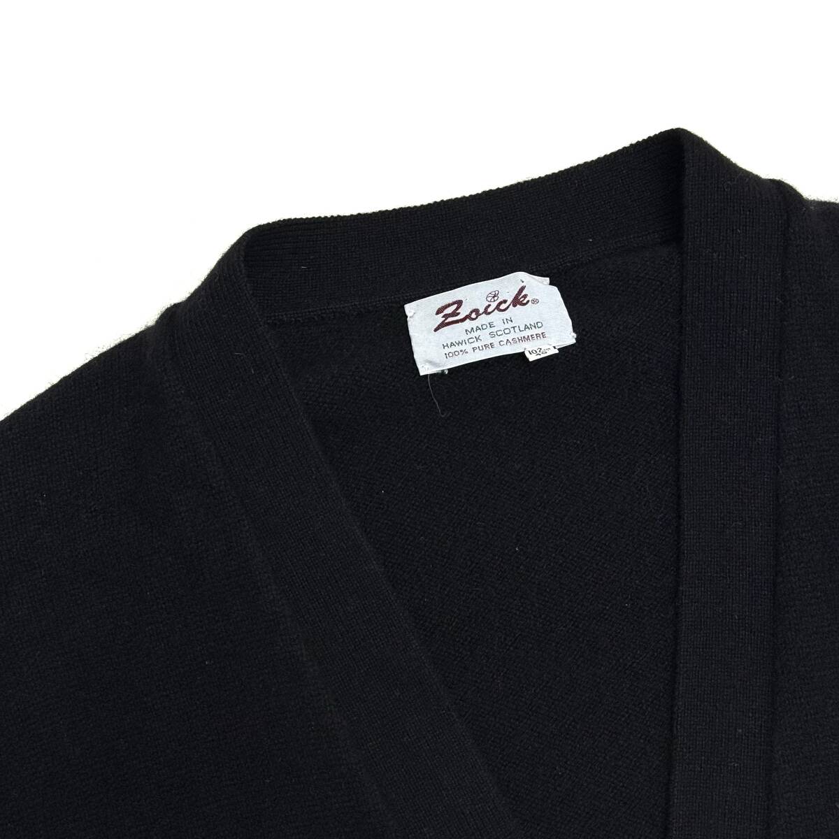 希少 UK Vintage カシミヤ100% スコットランド製 ブラック◎ カーディガン L相当 ワイド グッドサイズ ニット メンズ 70s80s90 England_画像3