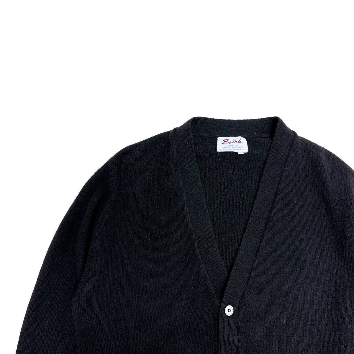 希少 UK Vintage カシミヤ100% スコットランド製 ブラック◎ カーディガン L相当 ワイド グッドサイズ ニット メンズ 70s80s90 England_画像7