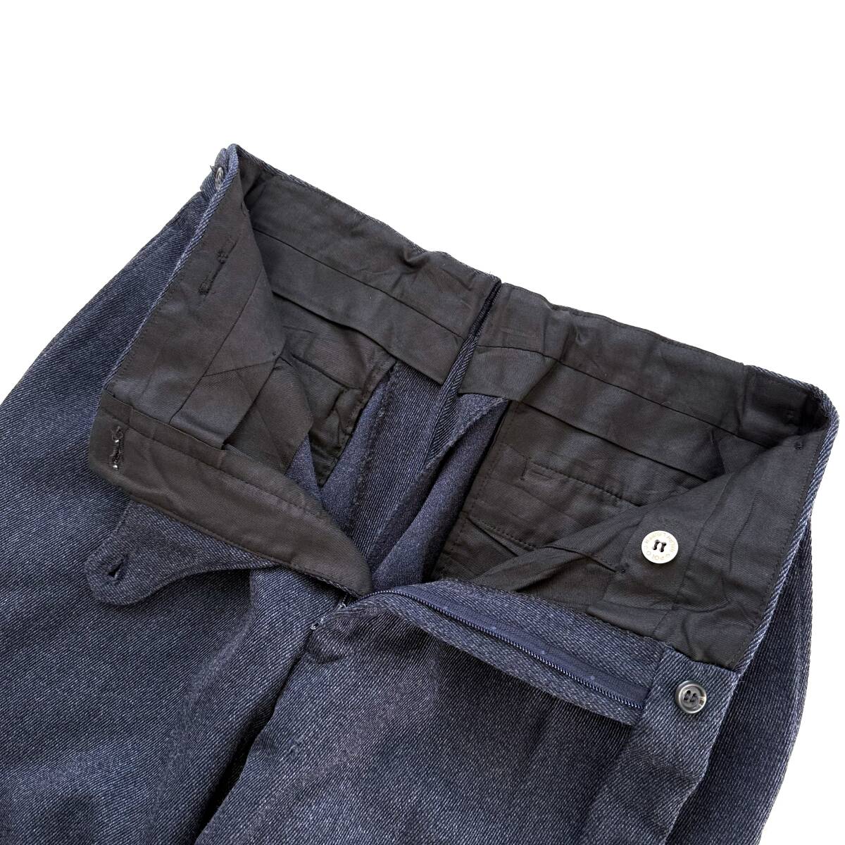 70s80s Polo Ralph Lauren キャバルリーツイル◎ シルエット◎ 2タック ワイドバギー スラックス USA製 Talon ウール Navy ギャバジン S~M_画像5