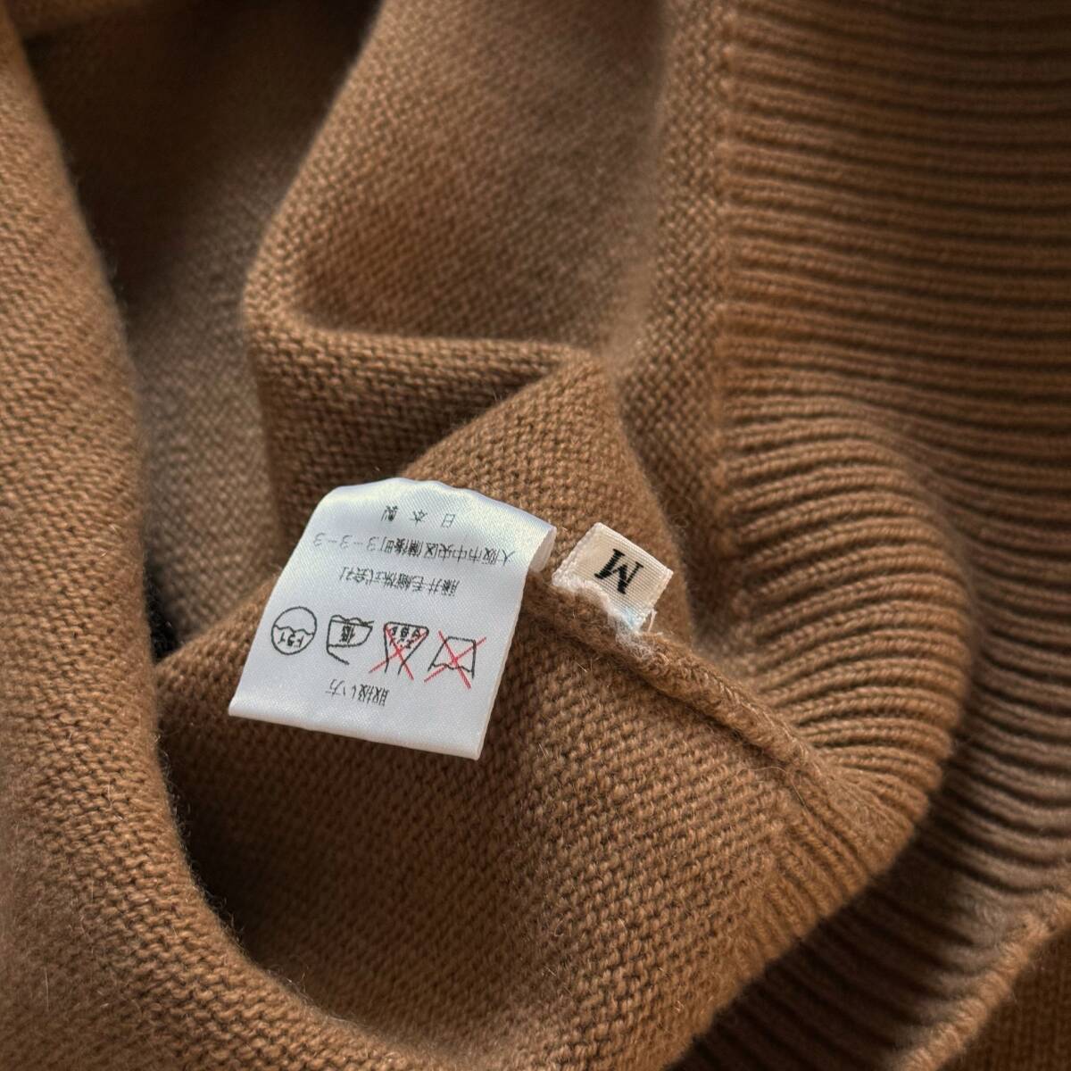 SPECIAL 80s90s 藤井毛織 頂点 カシミヤ100% 日本製 ビキューナブラウン 肉厚◎ Vネックニット M バブル期最高峰 Loro Piana Vintage Mens_画像5