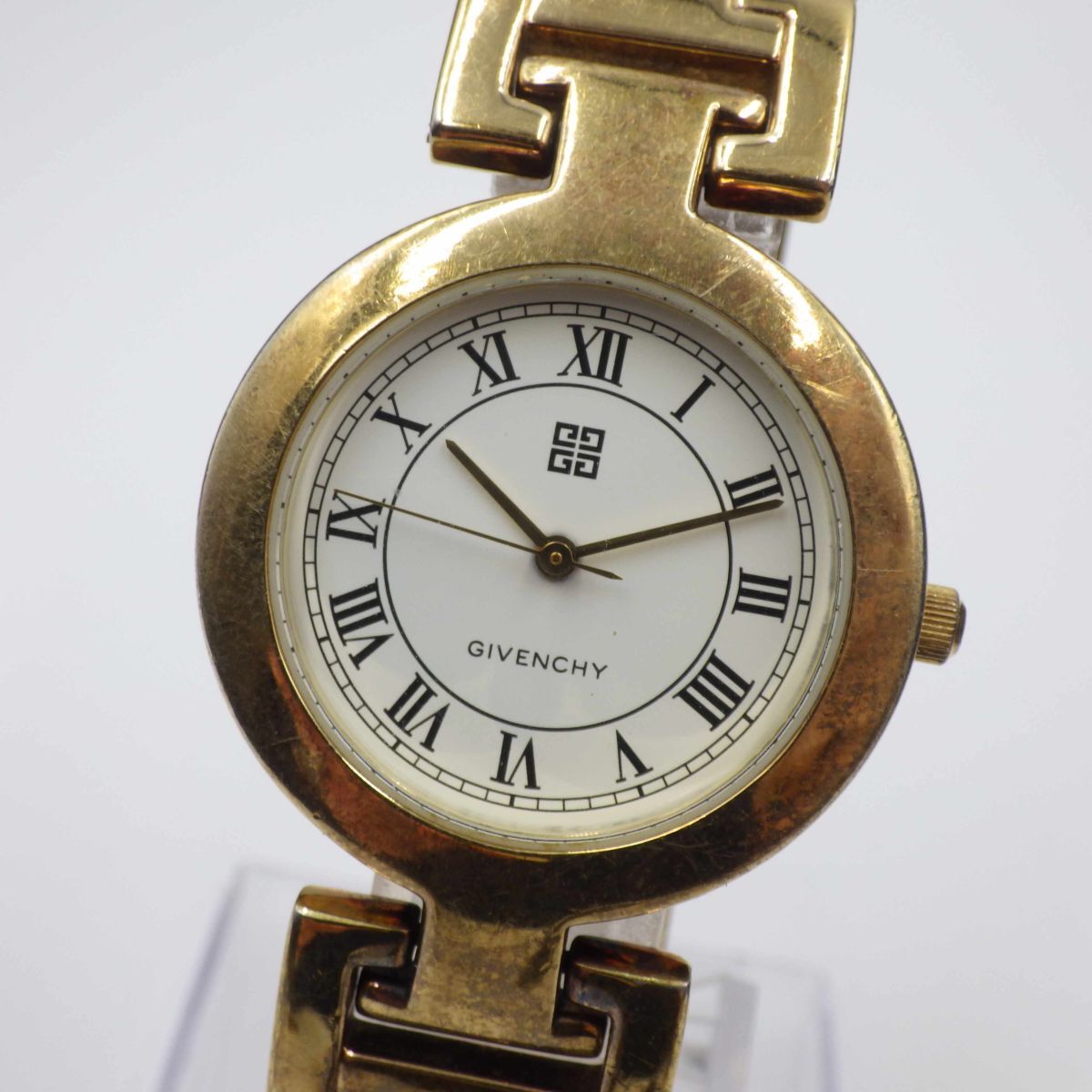 45613a/d【1円スタート】GIVENCHY ジバンシー 稼動品 1298 ゴールド ホワイト文字盤 レディース 時計 クォーツ ケース31mm_画像1