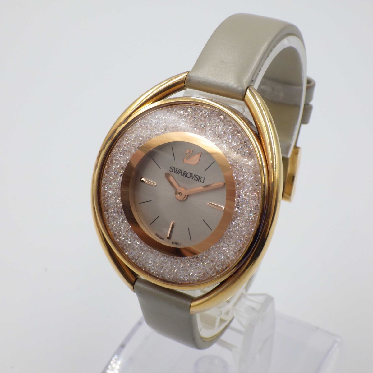 517545[1 иен старт ]SWAROVSKI Swarovski работа товар crystal линия rose Gold женский часы кварц кейс 37mm