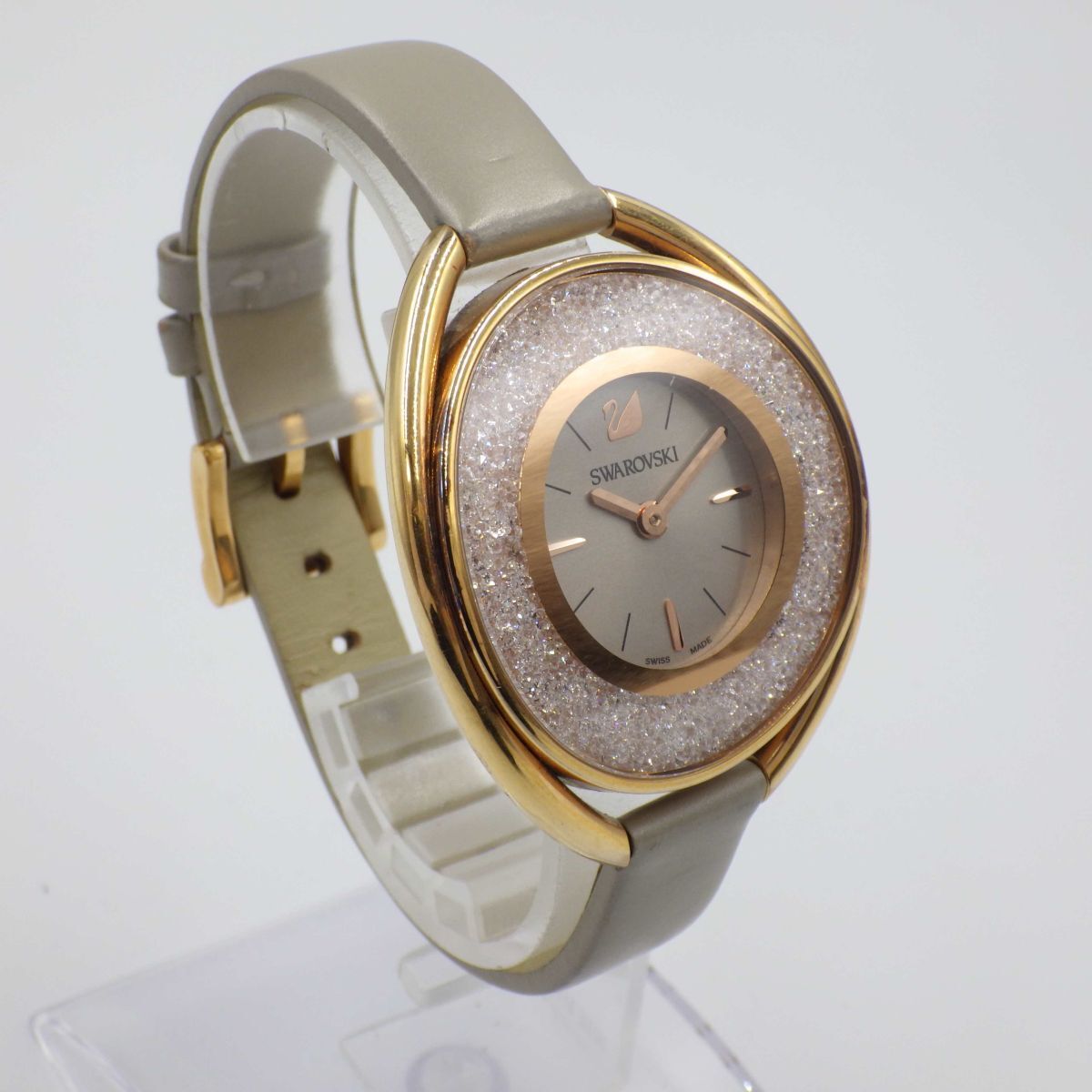 517545[1 иен старт ]SWAROVSKI Swarovski работа товар crystal линия rose Gold женский часы кварц кейс 37mm