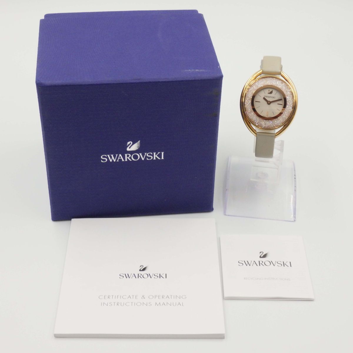 517545[1 иен старт ]SWAROVSKI Swarovski работа товар crystal линия rose Gold женский часы кварц кейс 37mm