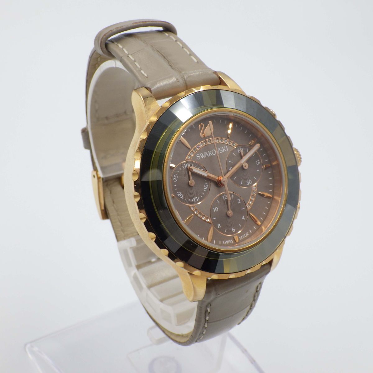 517546[1 иен старт ]SWAROVSKI Swarovski работа товар ok tia lux хронограф женский часы кварц кейс 38mm