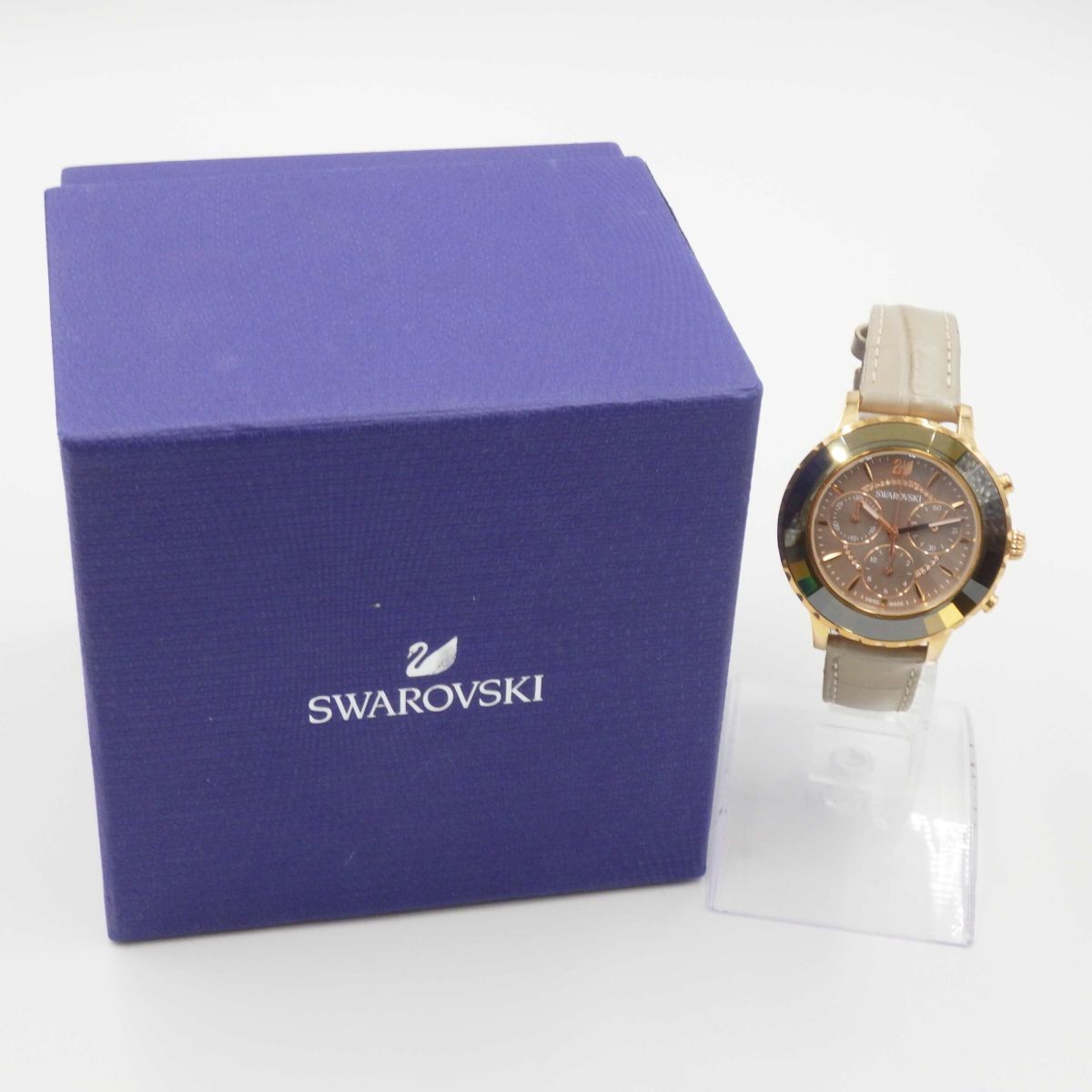 517546[1 иен старт ]SWAROVSKI Swarovski работа товар ok tia lux хронограф женский часы кварц кейс 38mm