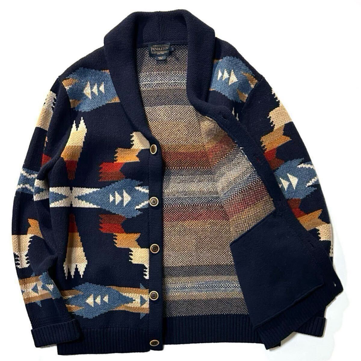 【PENDLETON】Safari掲載◎!!ペンドルトン 定価3.3万 Tucson Cardigan ツーソン柄 ネイティブ総柄 ショールカラー 肉厚ニットカーディガン_画像7