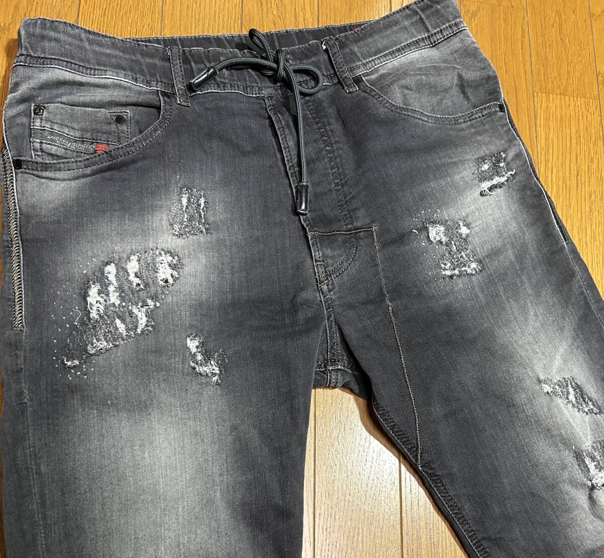 W30 DIESEL [SWEAT JOGG JEANS] ディーゼル メンズ デニム スウェットパンツ ジョガーパンツ ジョグジーンズ NARROT 黒 ブラック_画像2