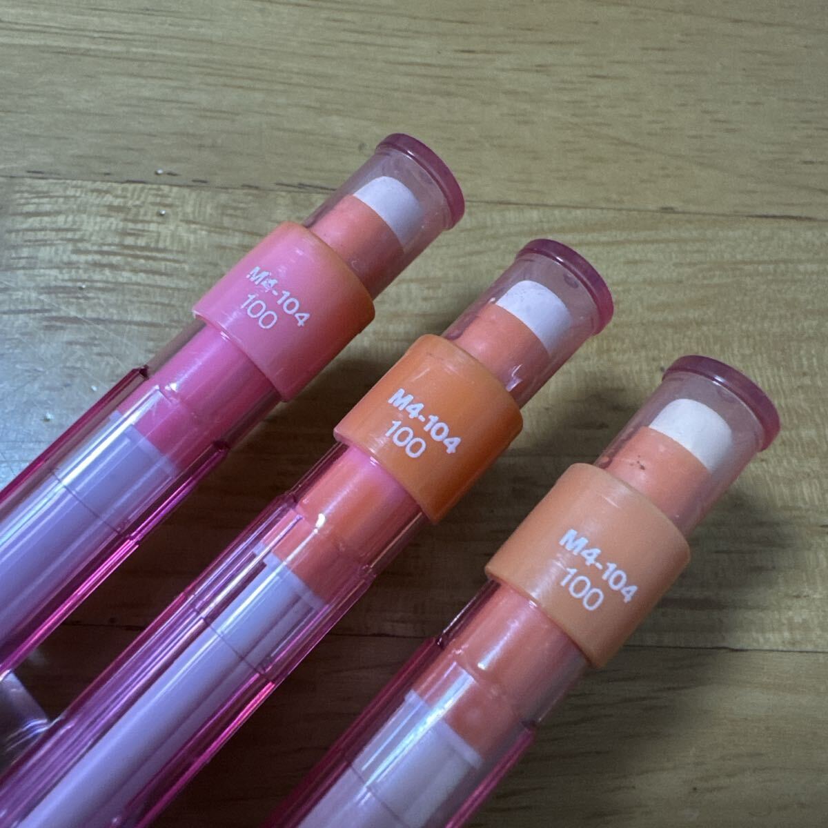 新品 廃盤 MITSUBISHI 三菱鉛筆 uni ユニ SHARAKU シャ楽 0.4mm シャーペン M4-104 3本セット ピンク パイプスライド式 vintage 昭和レトロ_画像5